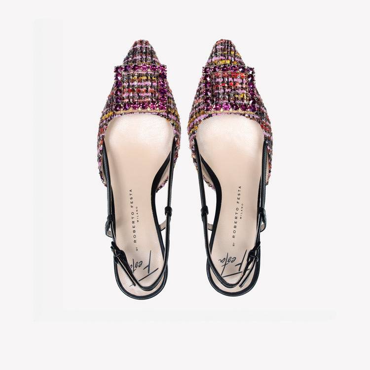 Roberto Festa slingback in pave multicolor e accessorio strass stefy Spedizione Gratuita