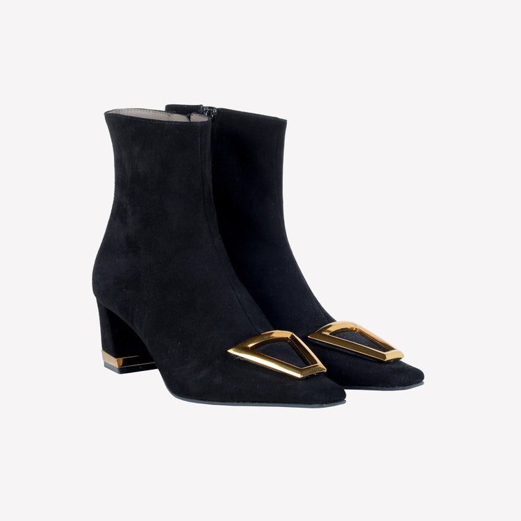 Roberto Festa ANKLE BOOT IN CAMOSCIO CON DETTAGLIO METALLICO COLOR ORO AMBRATO RISAS Convenienza