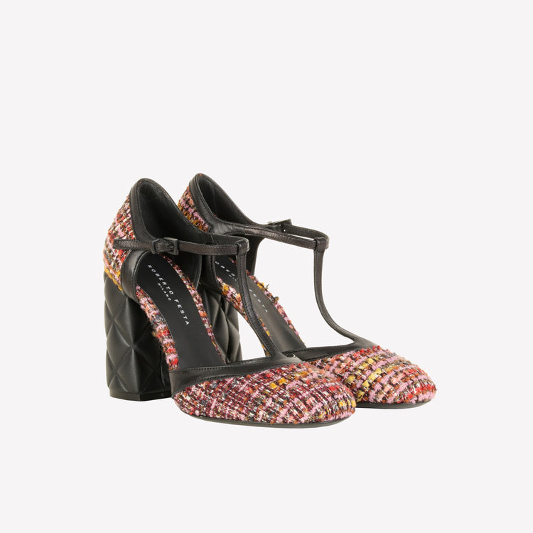Roberto Festa DÉCOLLETÉ T-STRAP IN BOUCLÉ MULTICOLOR OLIMPYA 2025