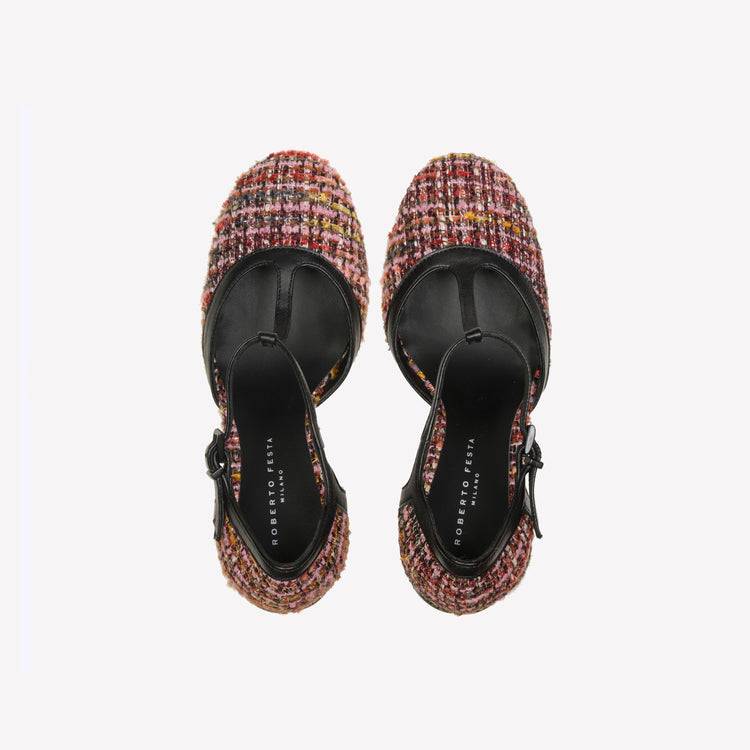 Roberto Festa DÉCOLLETÉ T-STRAP IN BOUCLÉ MULTICOLOR OLIMPYA 2025