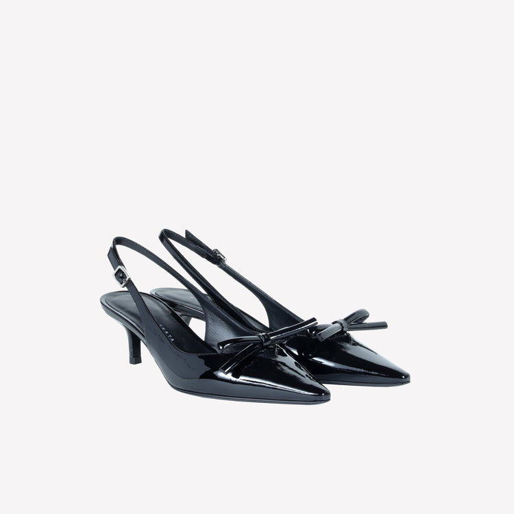 Roberto Festa SLINGBACK IN VERNICE NERA CON FIOCCHETTO SENYA Qualità