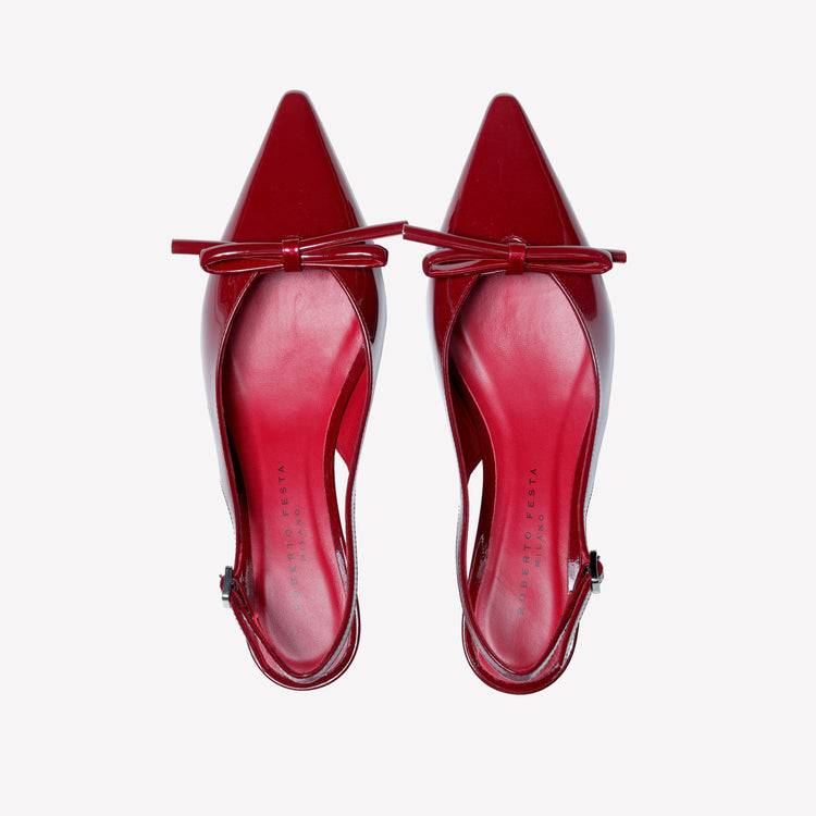 Roberto Festa SLINGBACK IN VERNICE ROSSA CON FIOCCHETTO SENYA Vendita