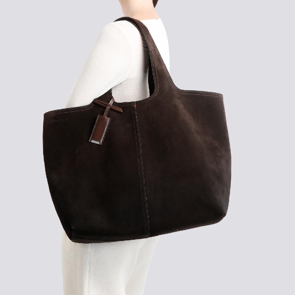 ﻿Santoni Borsa in suede testa di moro Qualità