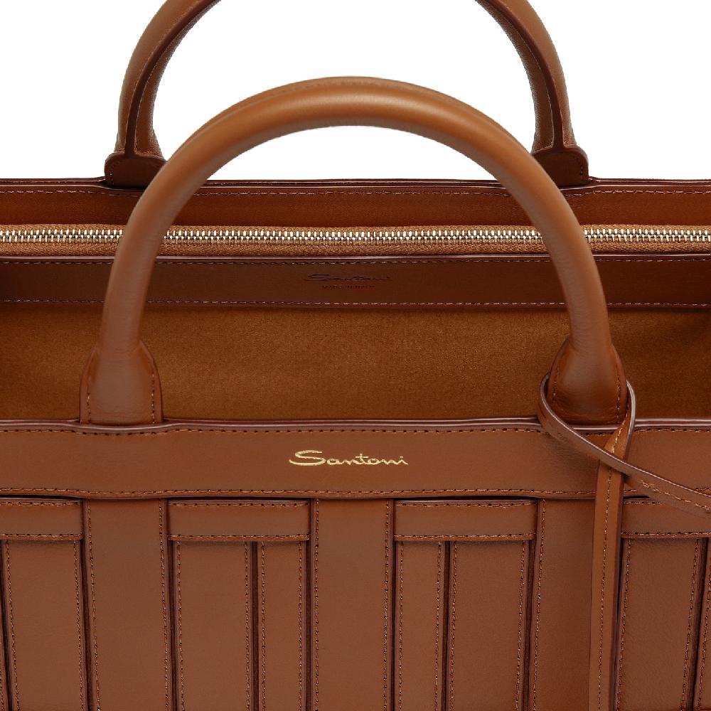 Santoni Borsa Beyond a mano in pelle marrone Vendita