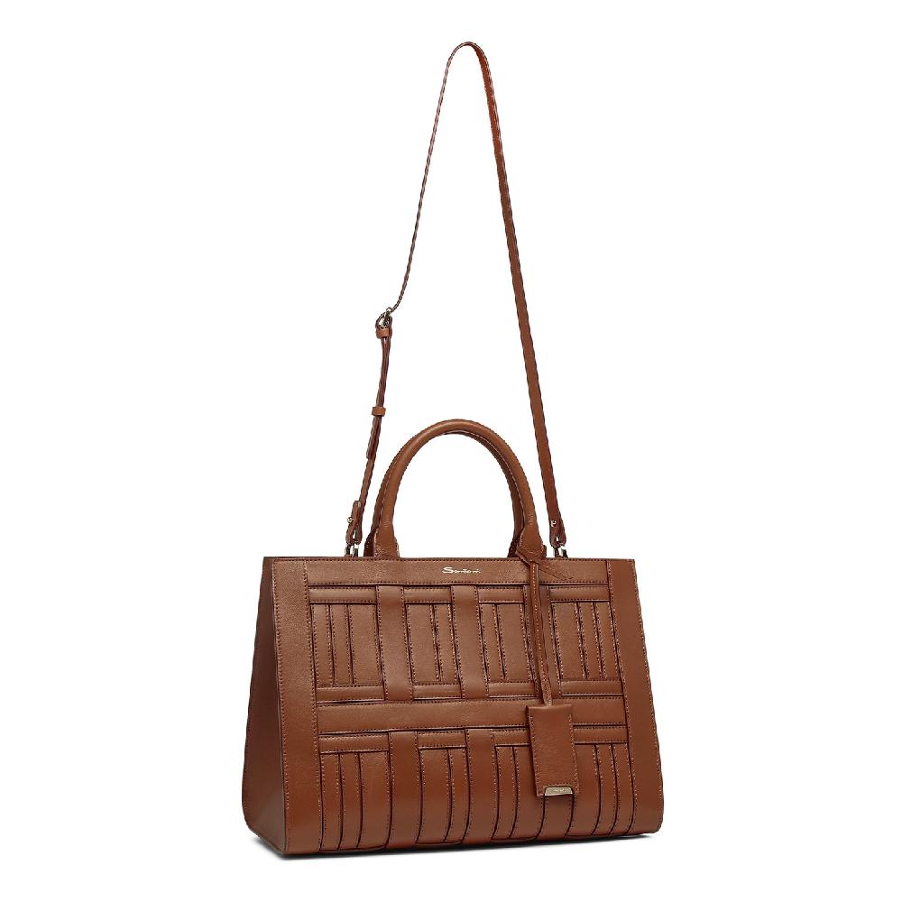 Santoni Borsa Beyond a mano in pelle marrone Vendita