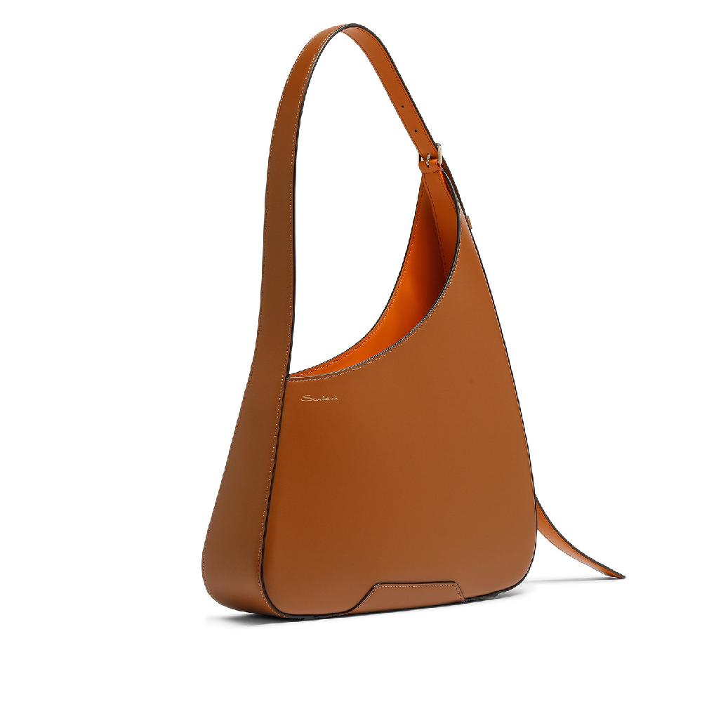 Santoni Borsa a spalla The Pluto Hobo in pelle marrone Promozione