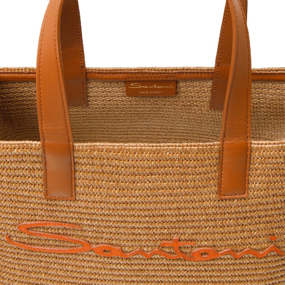 Santoni Borsa tote in rafia marrone Pezzi Unici