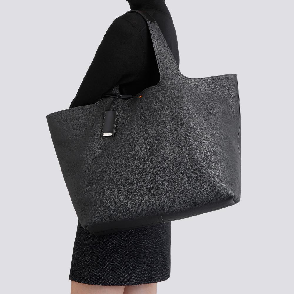Santoni Borsa in pelle bottalata nera Qualità Garantita