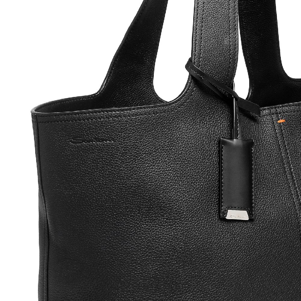 Santoni Borsa in pelle bottalata nera Qualità Garantita