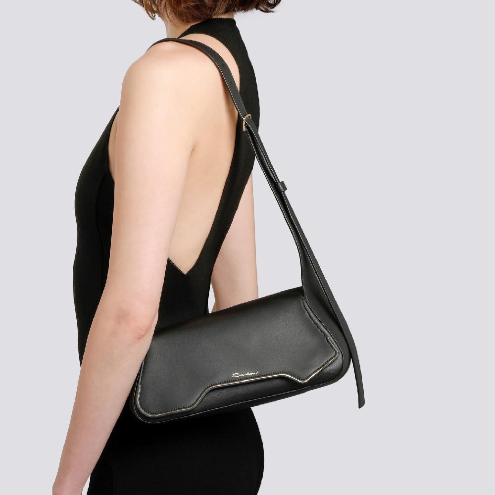 Santoni Borsa ThePluto in pelle nera Negozi Online