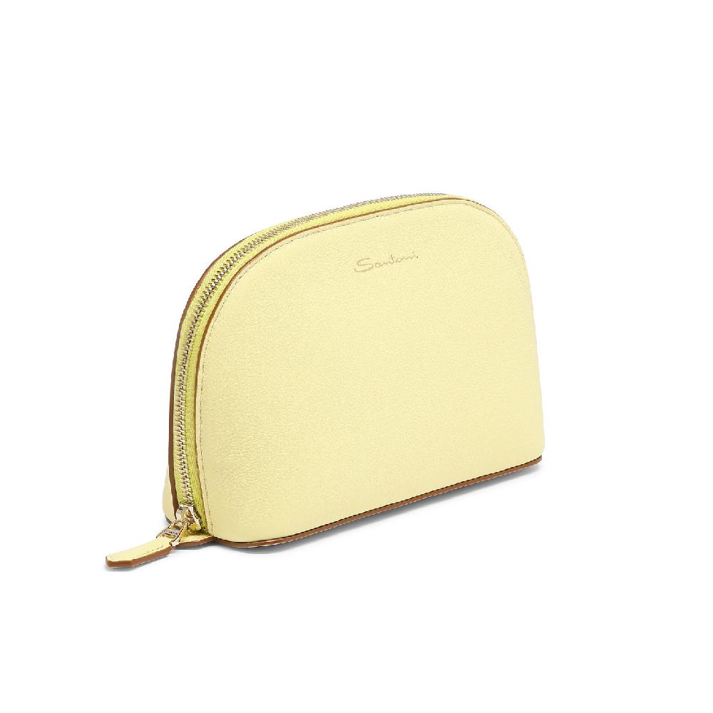 Santoni Pouch in pelle bottalata gialla Sottocosto