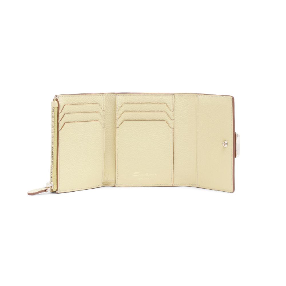 Santoni Portafoglio con porta monete in pelle bottalata gialla Offerta