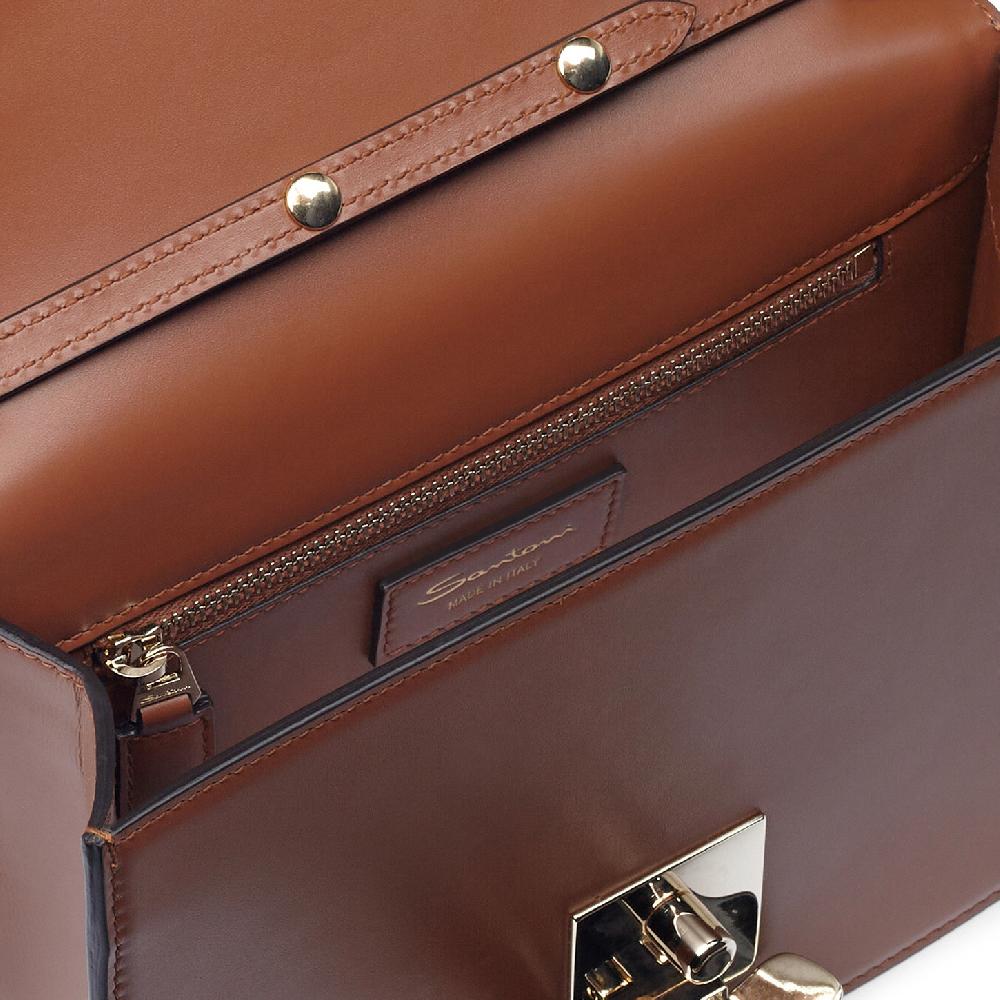 Santoni Borsa a tracolla in pelle marrone Outlet