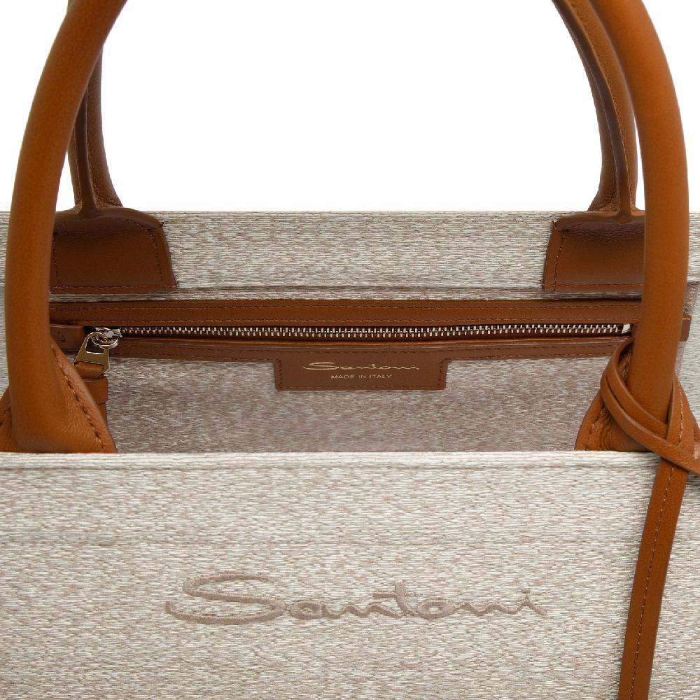 Santoni Shopping bag in tessuto beige Hotsell