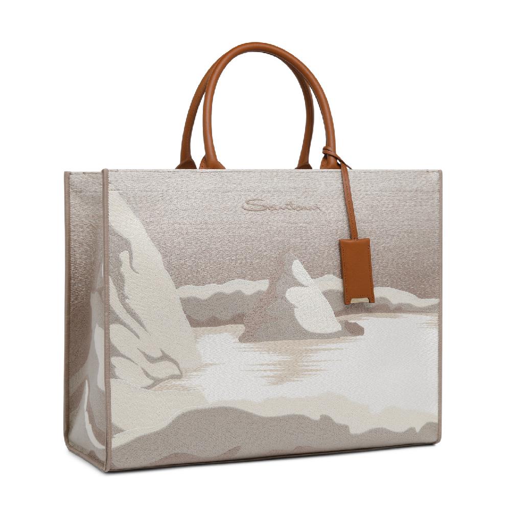Santoni Shopping bag in tessuto beige Hotsell