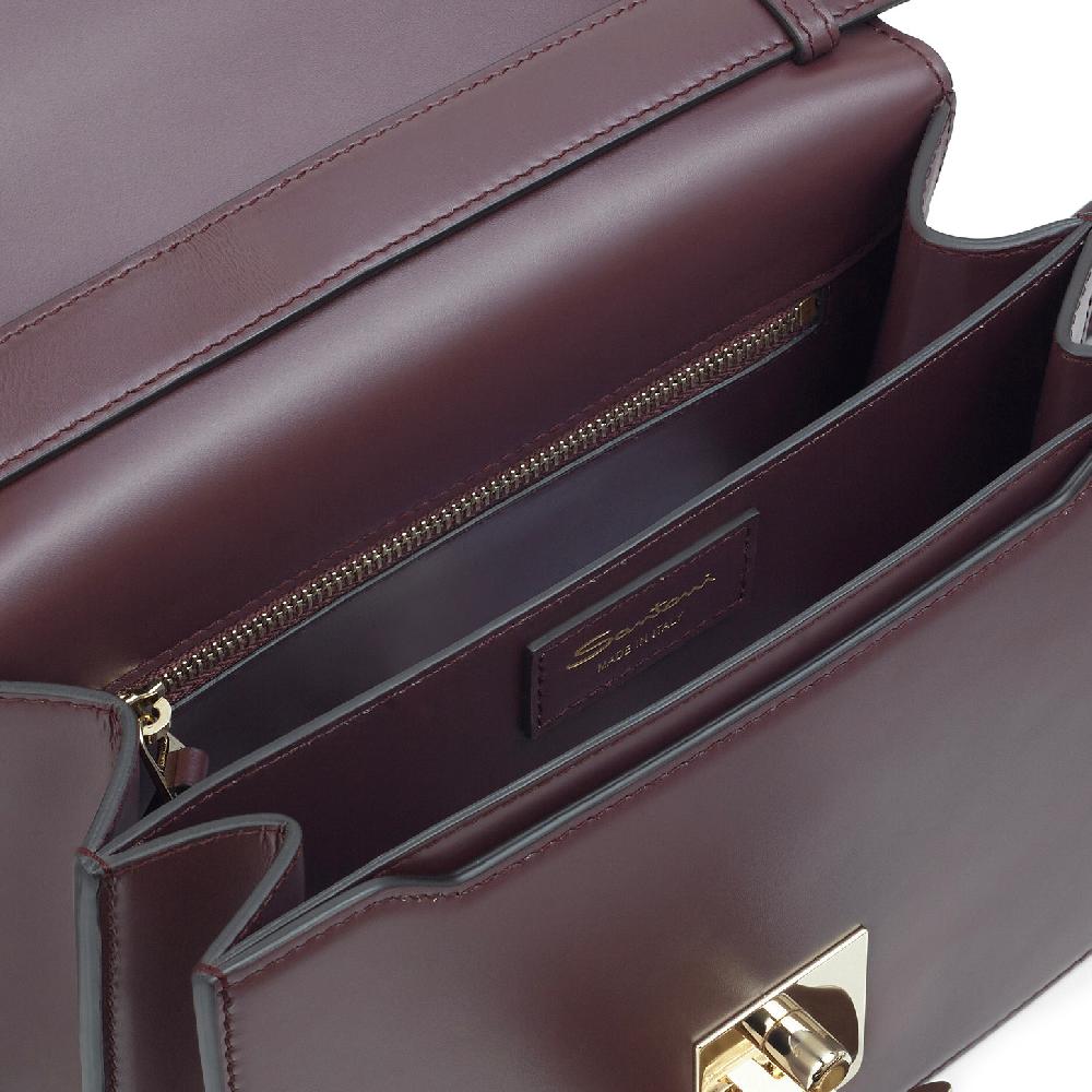 Santoni Borsa a tracolla in pelle bordeaux Saldi Di Fabbrica