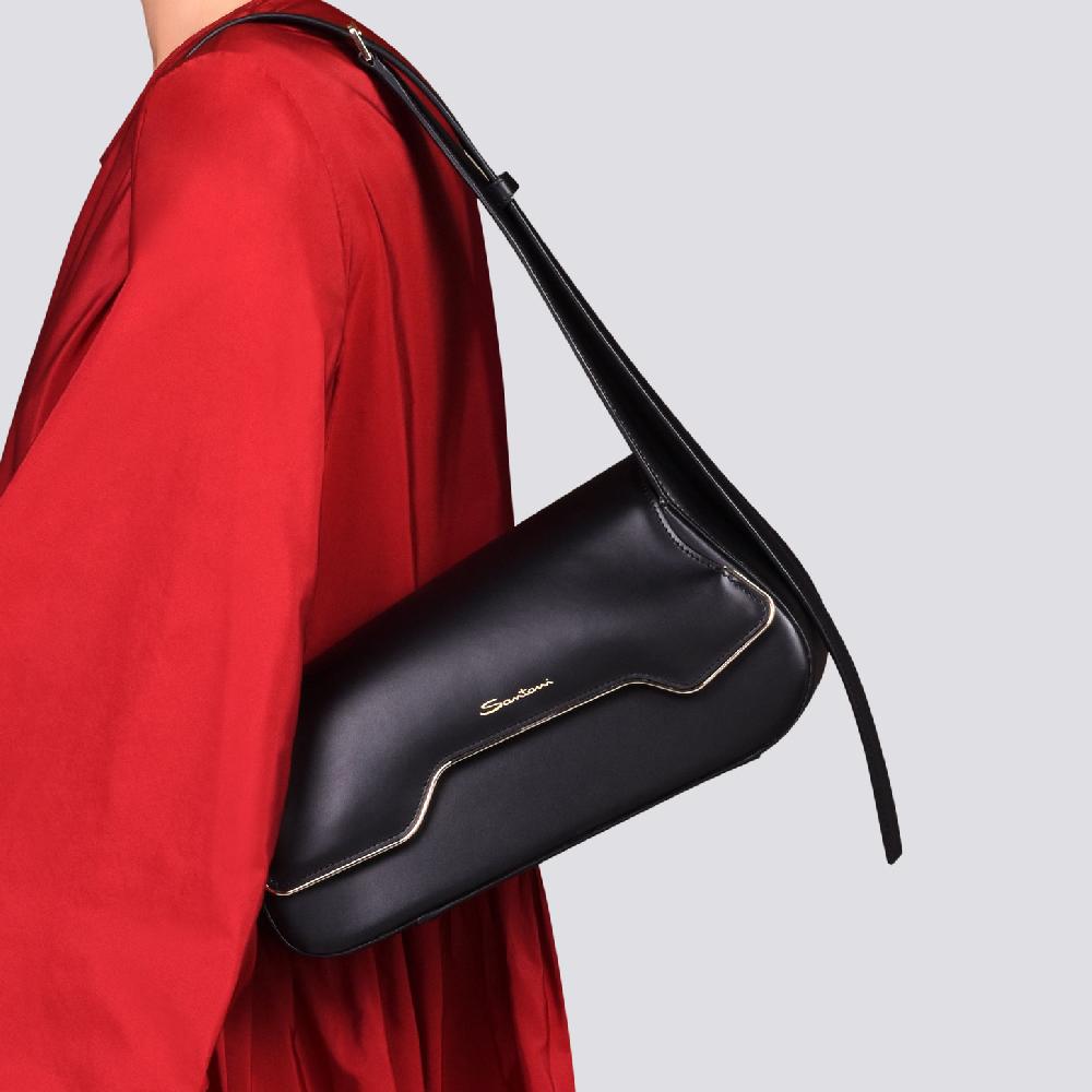 Santoni Borsa ThePluto in pelle nera Vendite Flash