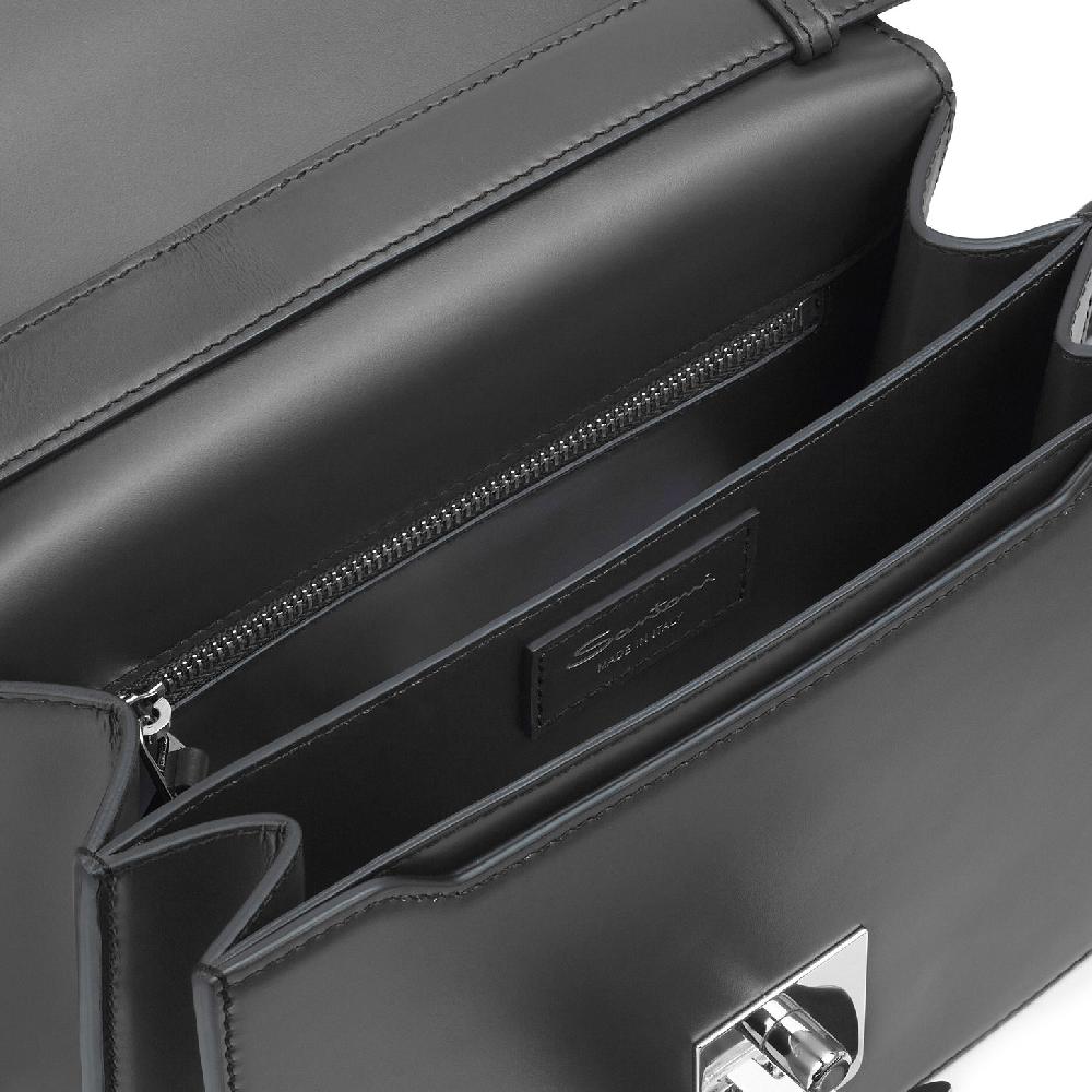 Santoni Borsa a tracolla in pelle nera In Saldo