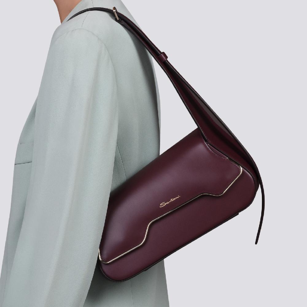 Santoni Borsa ThePluto in pelle bordeaux Nuova