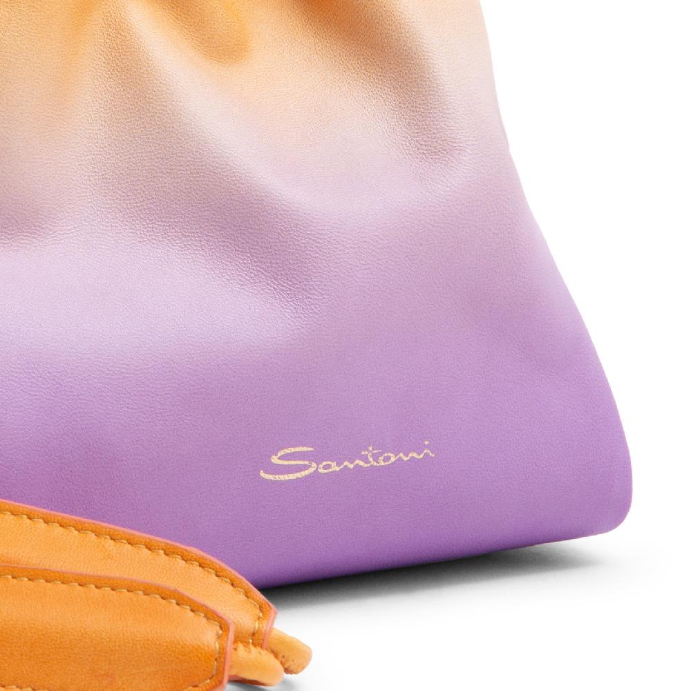 Santoni Borsa a secchiello in pelle lilla ed arancione Saldi