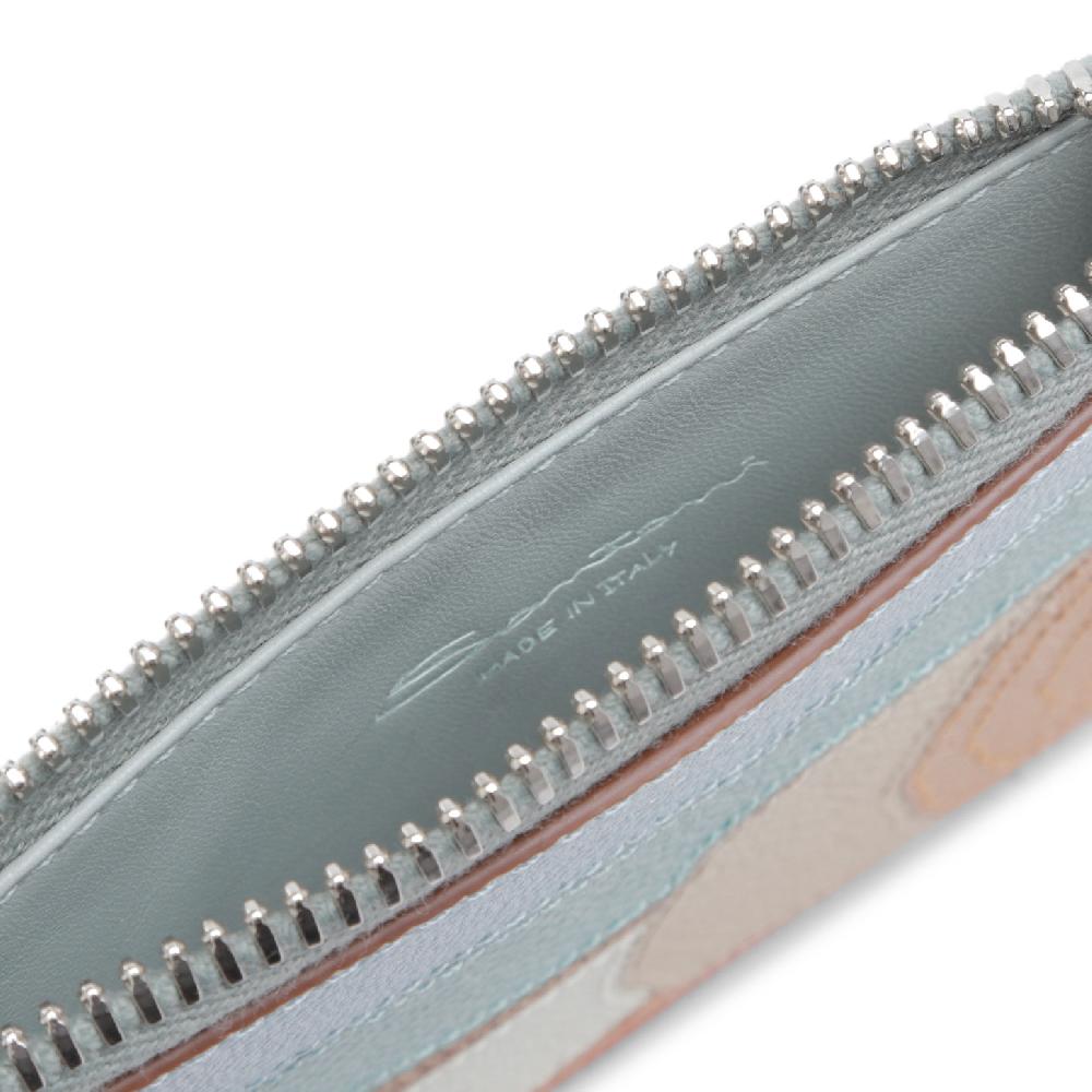 Santoni Porta monete in Saffiano azzurro Italia
