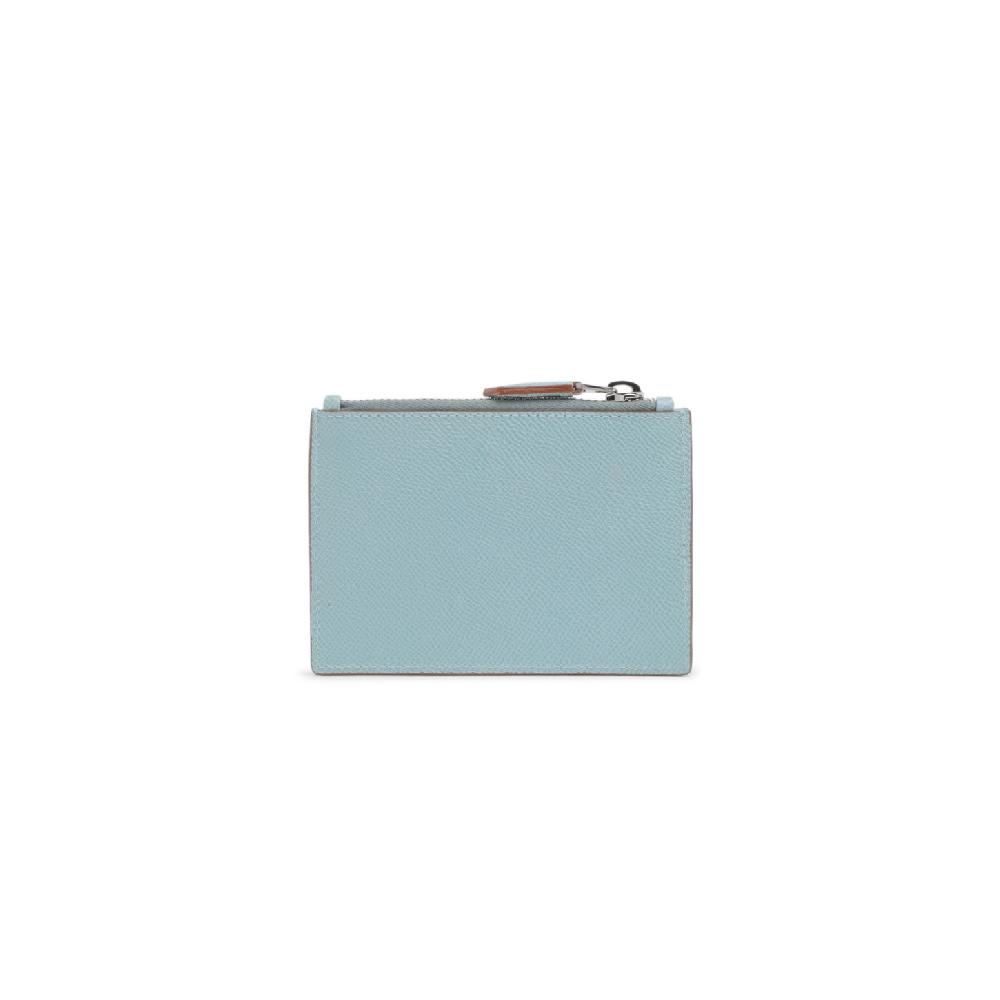 Santoni Porta monete in Saffiano azzurro Italia