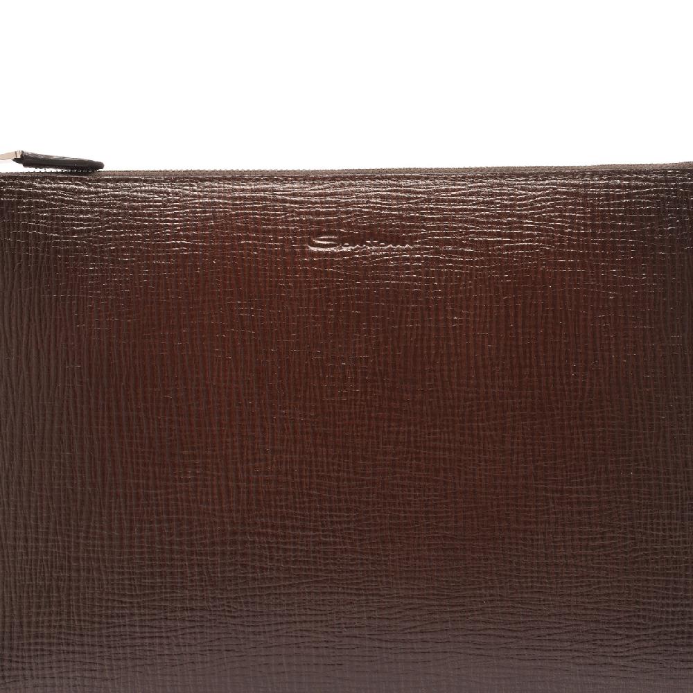 Santoni Pouch in pelle stampata testa di moro Vendita