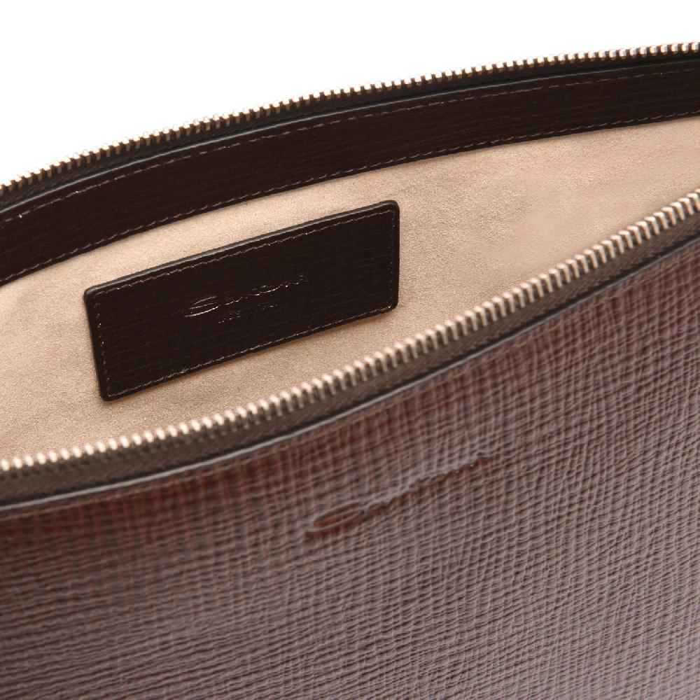 Santoni Pouch in pelle stampata testa di moro Vendita