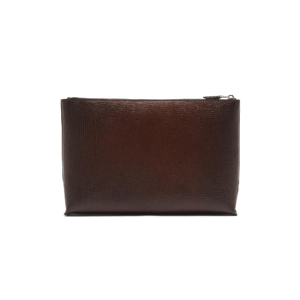 Santoni Pouch in pelle stampata testa di moro Vendita
