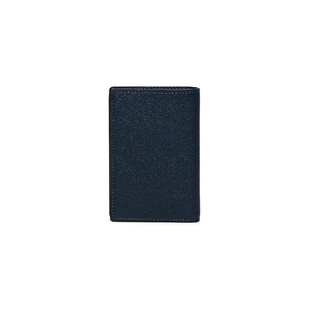 Santoni Portafoglio verticale in saffiano blu Promozione