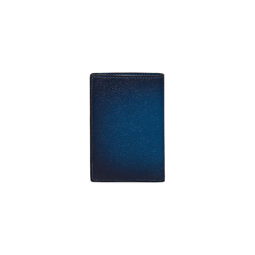 Santoni Portafoglio verticale in saffiano blu Spedizione Gratuita