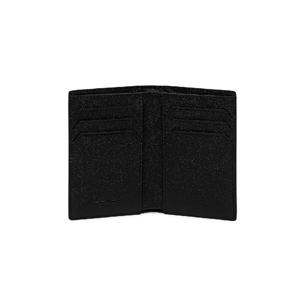 Santoni Portafoglio verticale in saffiano nero Pezzi Unici