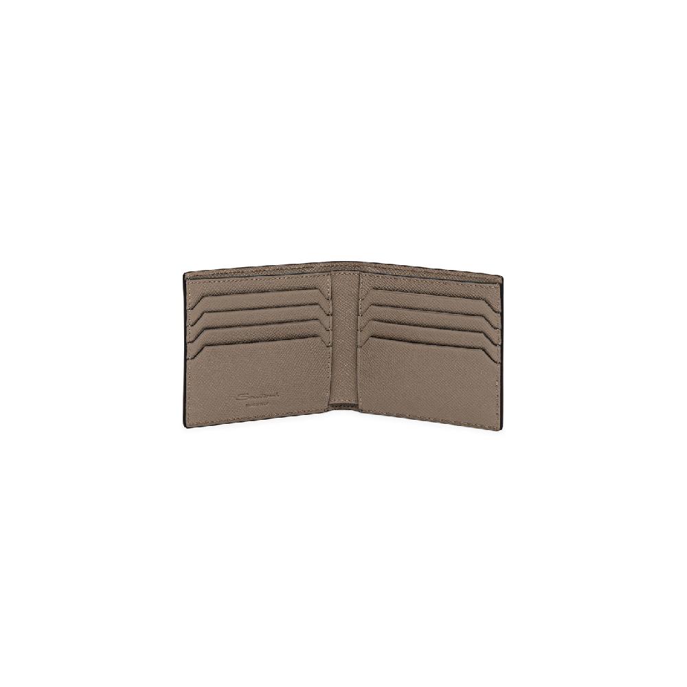 Santoni Portafoglio in saffiano beige Negozi Online