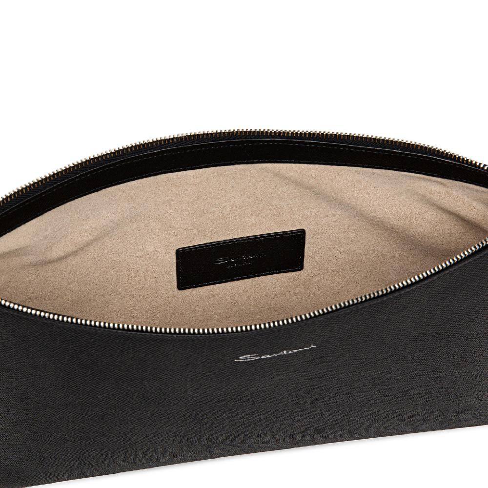 Santoni Pouch in saffiano nero Acquista Ora