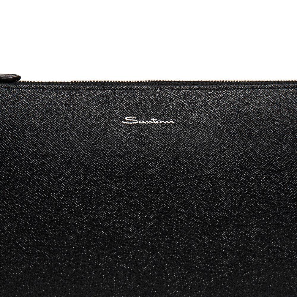 Santoni Pouch in saffiano nero Acquista Ora