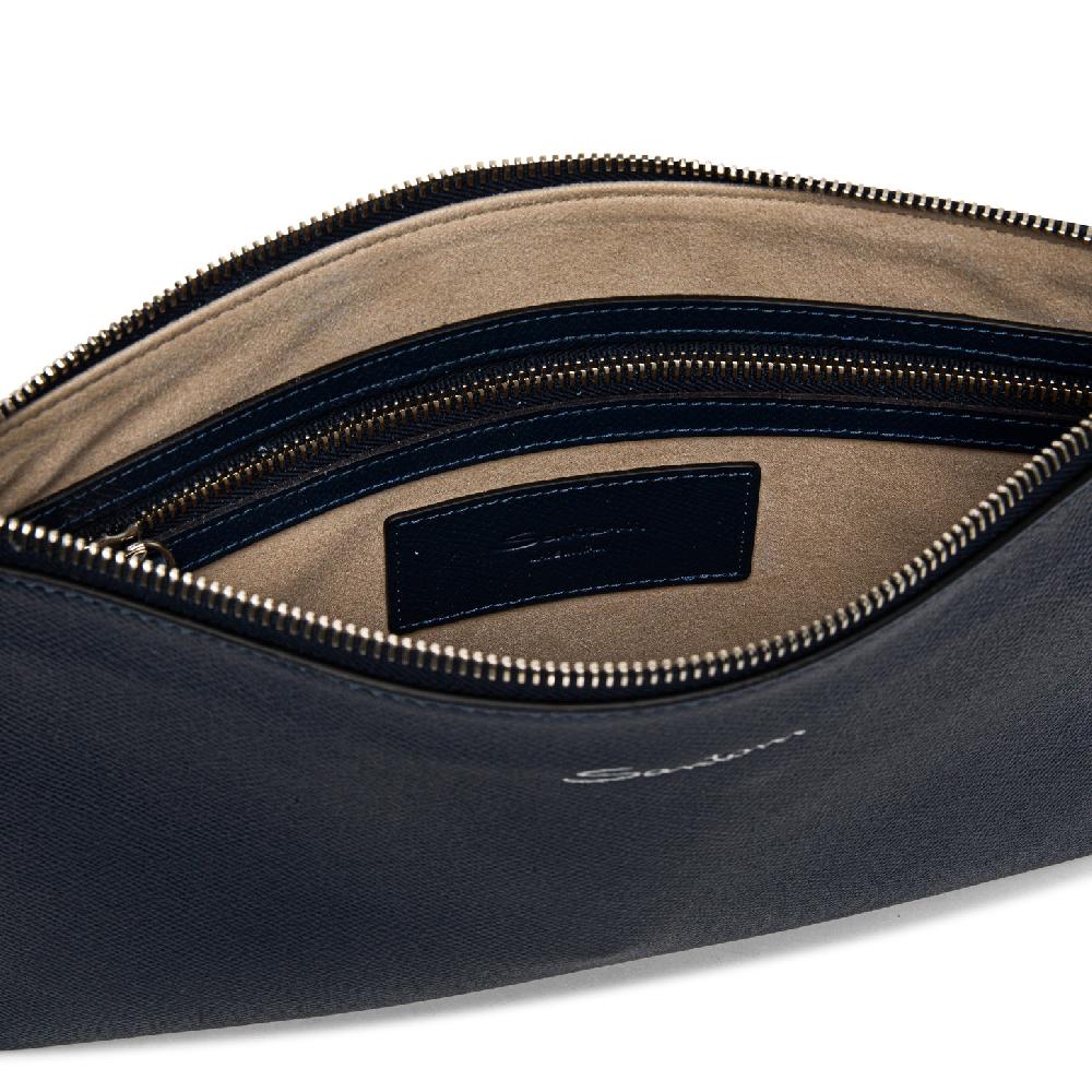 Santoni Pouch in saffiano blu Promozione Limitata