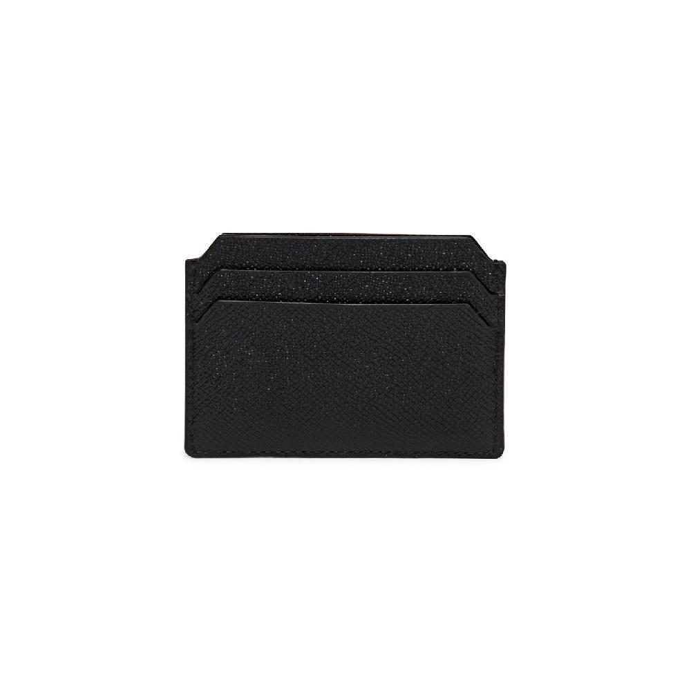 Santoni Porta carte di credito in saffiano nero Fino Al -60%