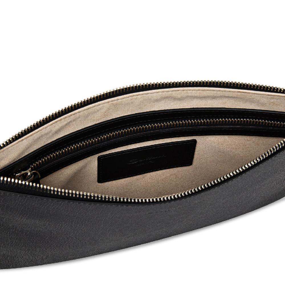 Santoni Pouch in saffiano grigio Shopping Online