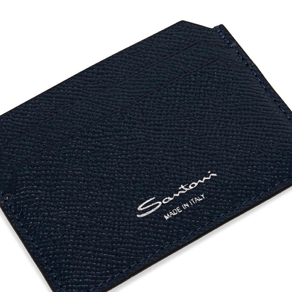 Santoni Porta carte di credito in saffiano blu Affare Del Giorno