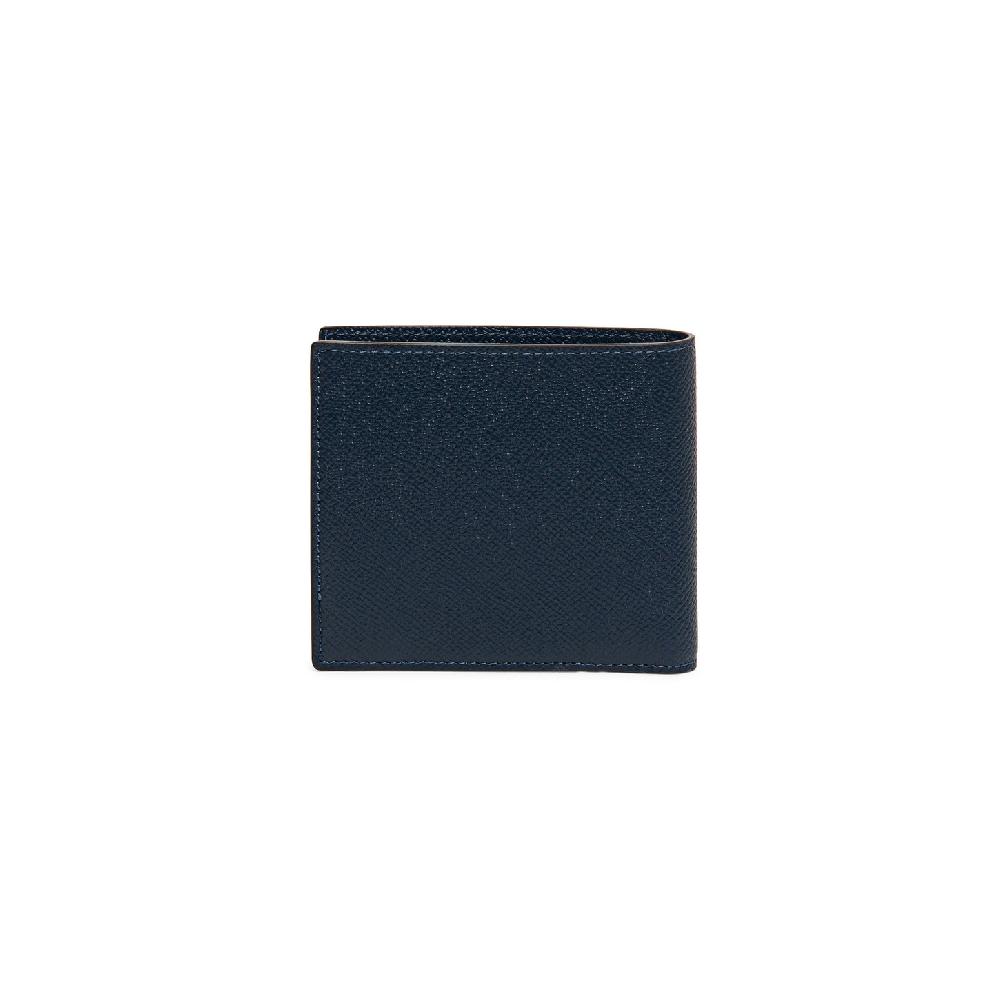 Santoni Portafoglio con porta monete in saffiano blu Prezzo Ridotto