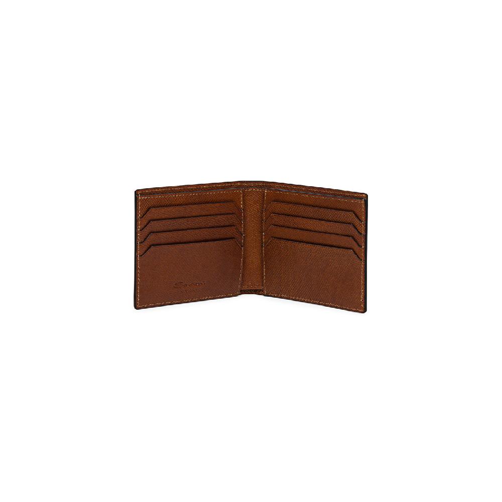 Santoni Portafoglio in saffiano marrone Sottocosto