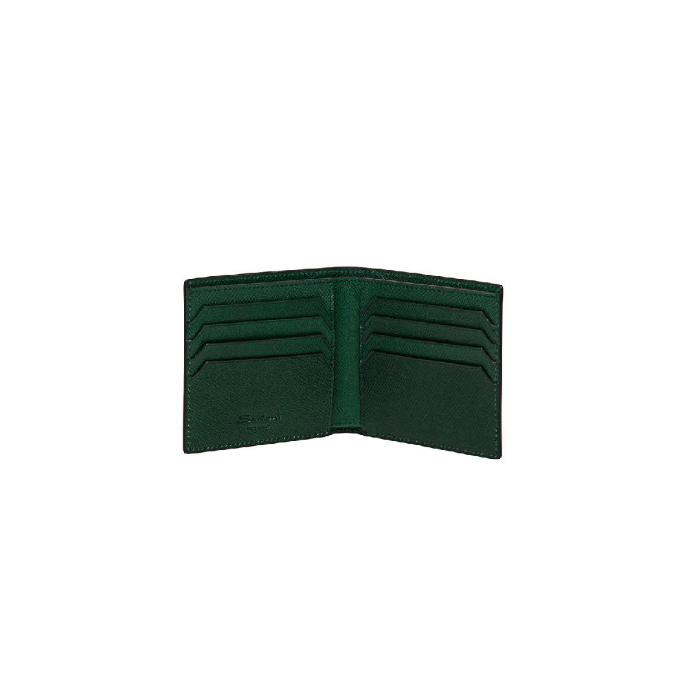 Santoni Portafoglio in saffiano verde Offerta esclusiva