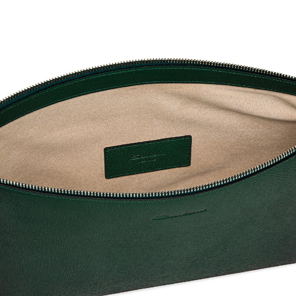 Santoni Pouch in saffiano verde Presa