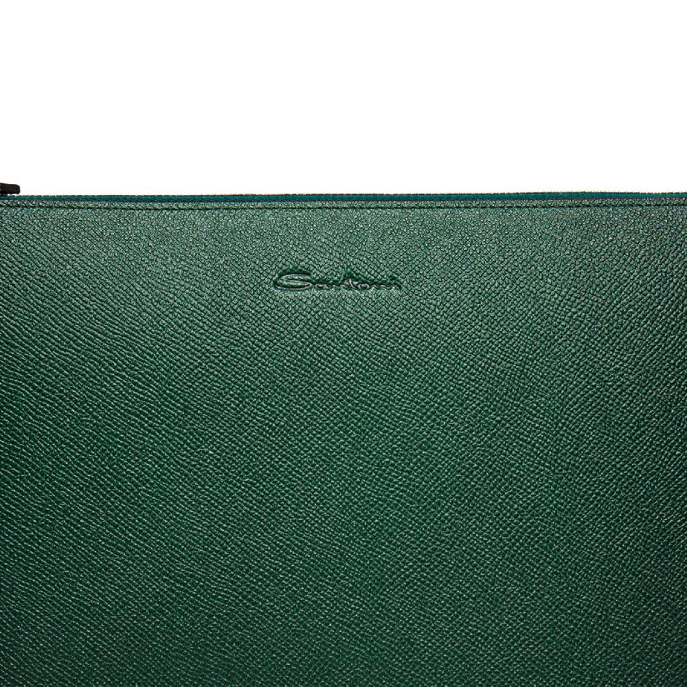 Santoni Pouch in saffiano verde Presa