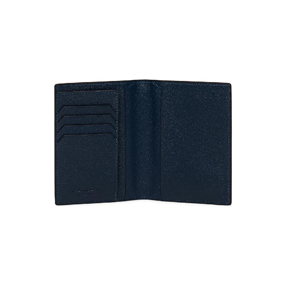 Santoni Custodia per passaporto in saffiano blu Economico