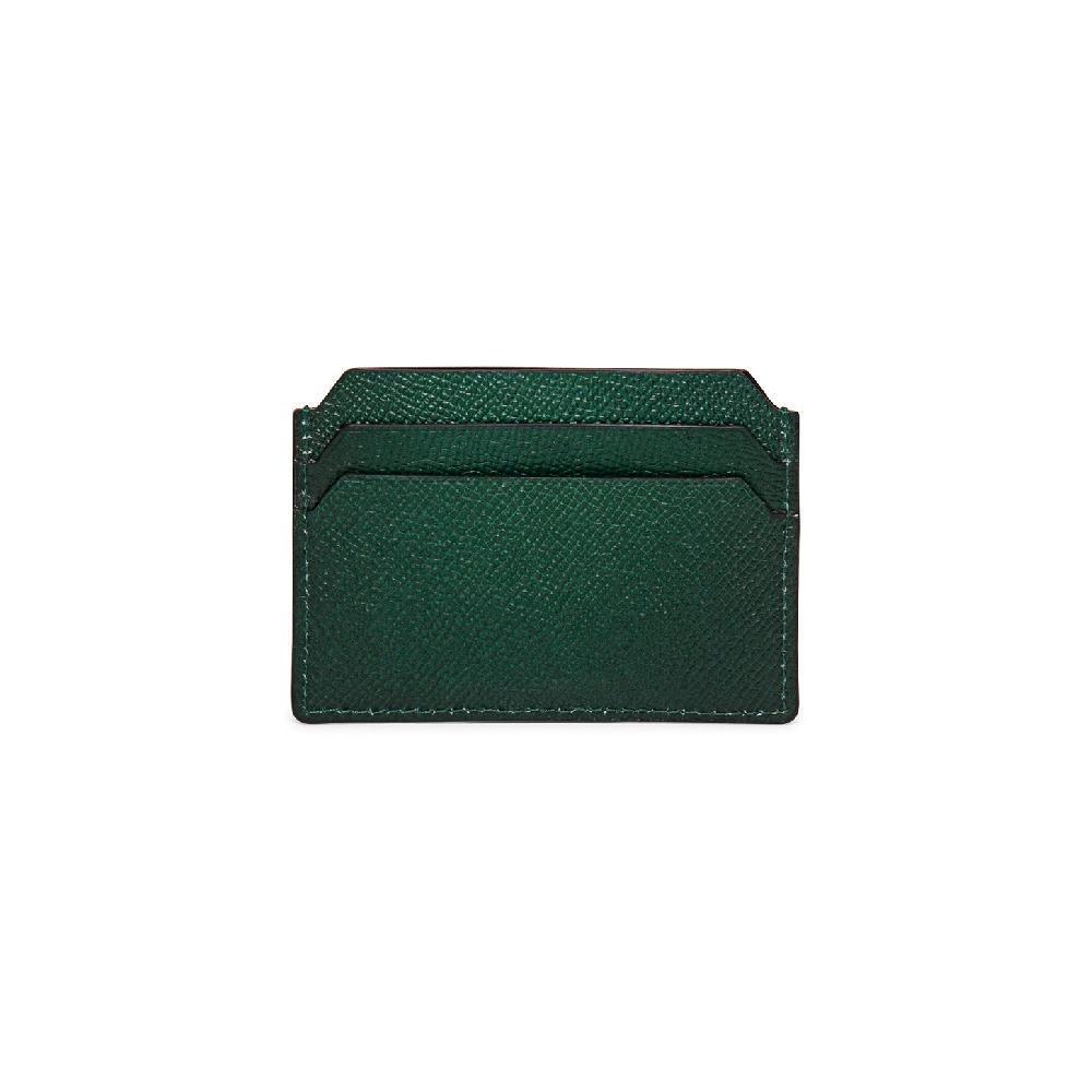 Santoni Porta carte di credito in saffiano verde Online