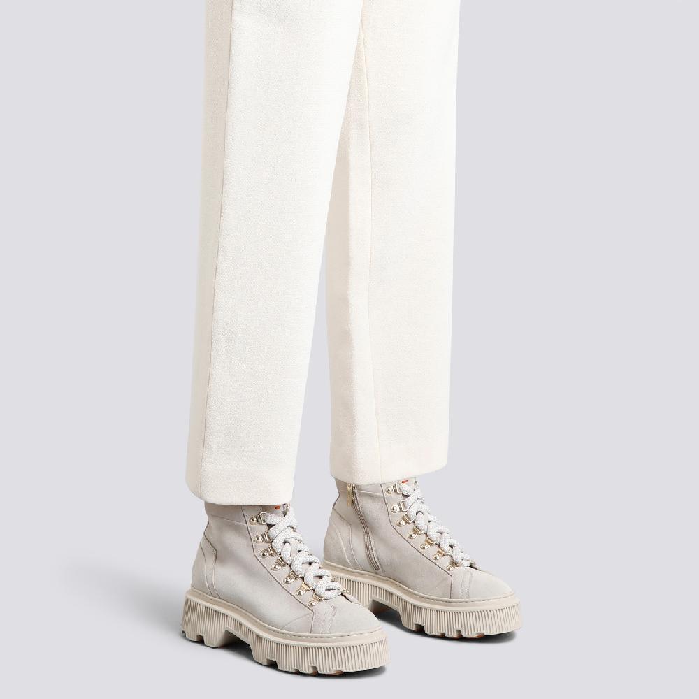Santoni Scarponcino da montagna da donna in suede beige Saldi Di Fabbrica
