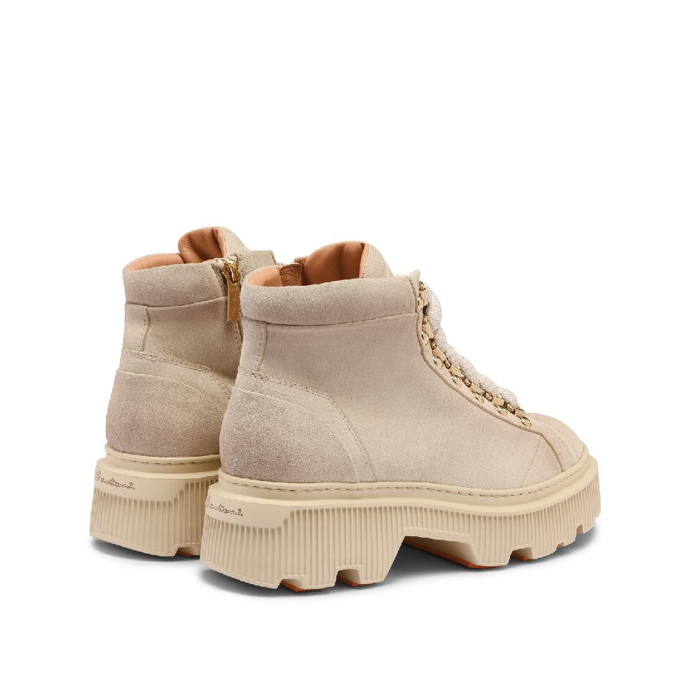 Santoni Scarponcino da montagna da donna in suede beige Saldi Di Fabbrica
