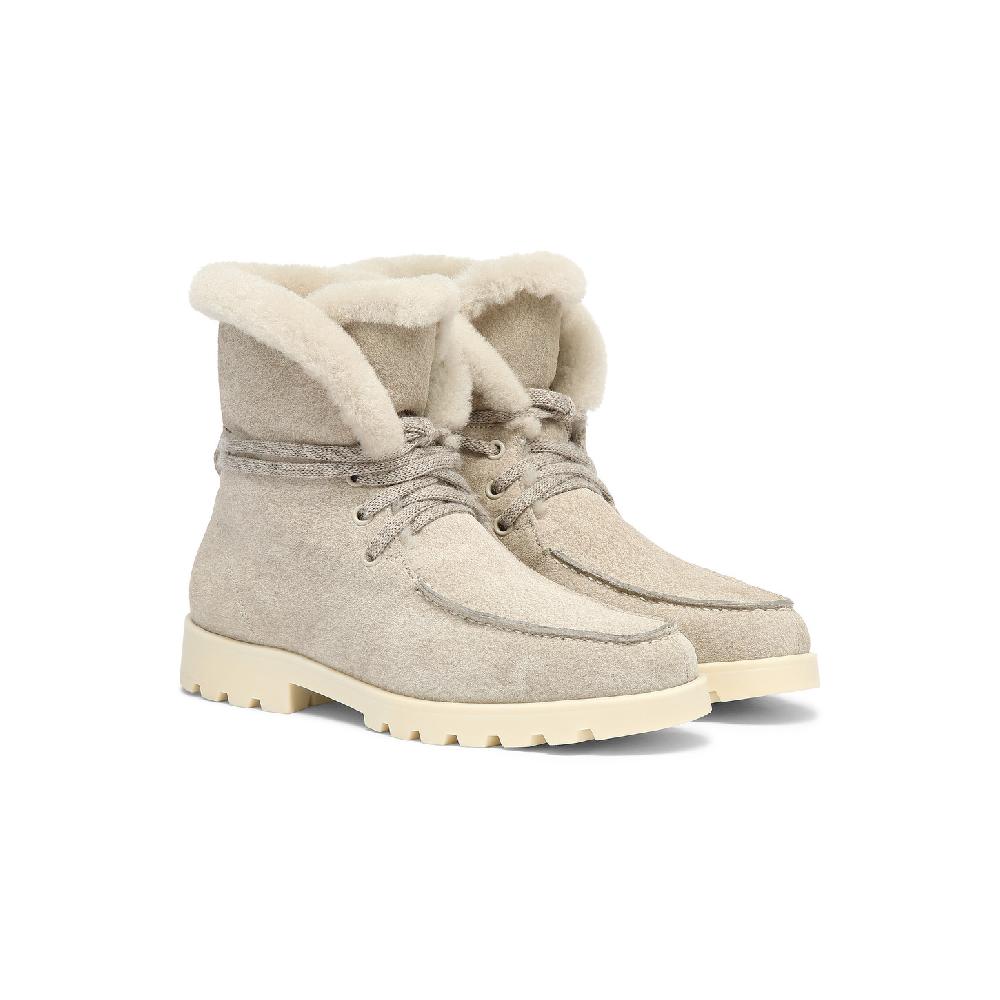 Santoni Stivaletto con pelliccia da donna in suede beige Vendite Flash
