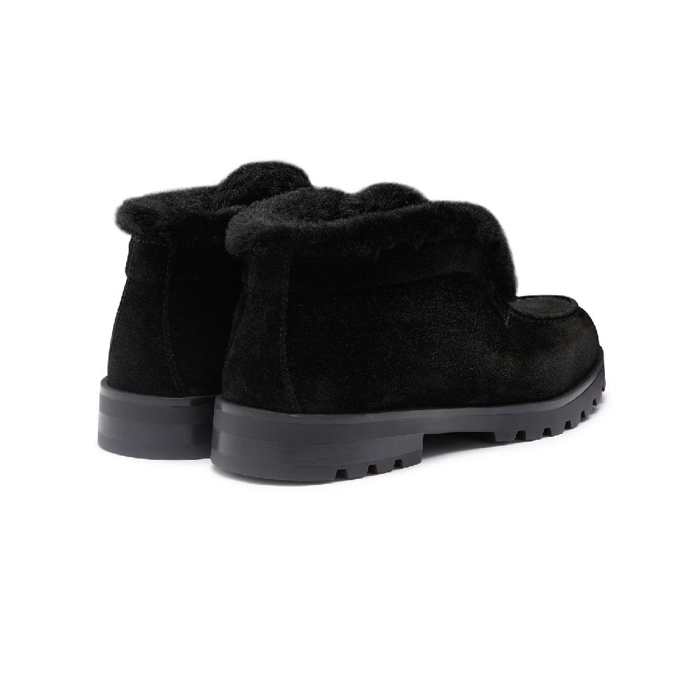 Santoni Stivaletto desert con pelliccia da donna in suede nero Nuovi prodotti